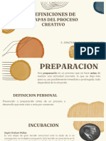 Definiciones de Etapas Del Proceso Creativo