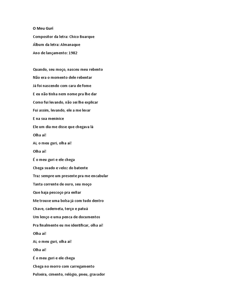 Letra da Música 