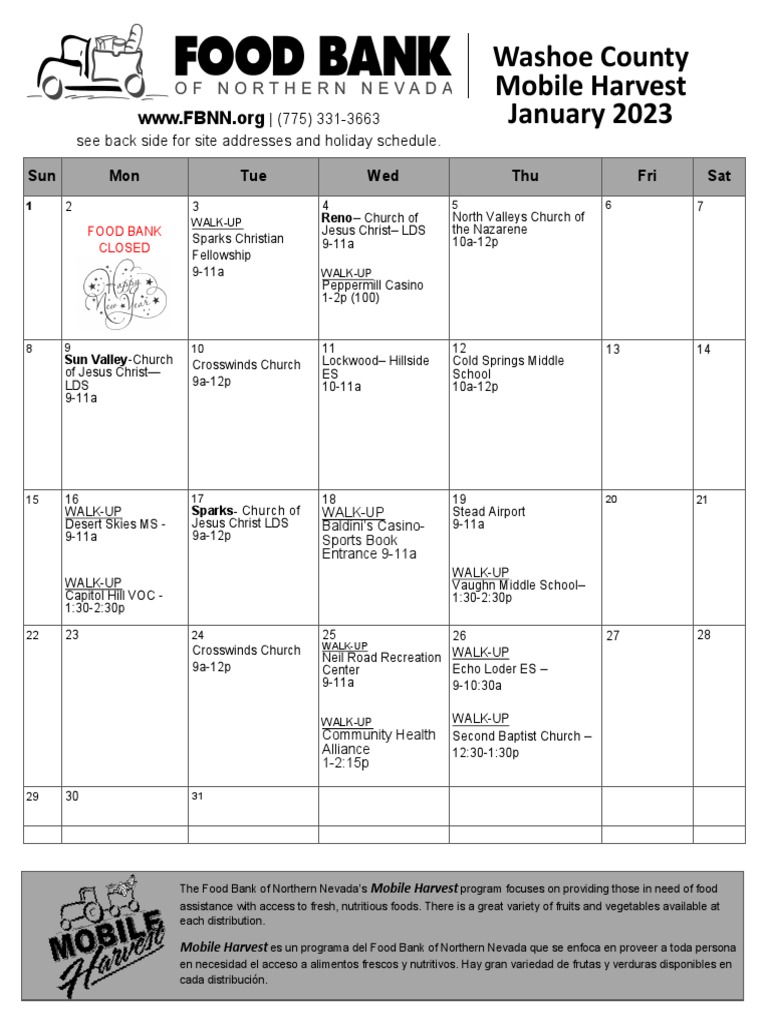 1 2023 Washoe County Mobile Harvest Calendar | PDF | Reno