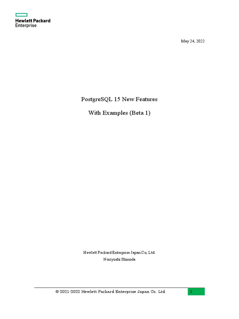 PostgreSQL 15 Beta 1 New Features en 20220524-1 | PDF