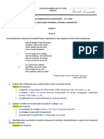 Ficha Formativa Educação Literária Leitura Gramática - FP Ortónimo e Heterónimos (Treino) - Correção