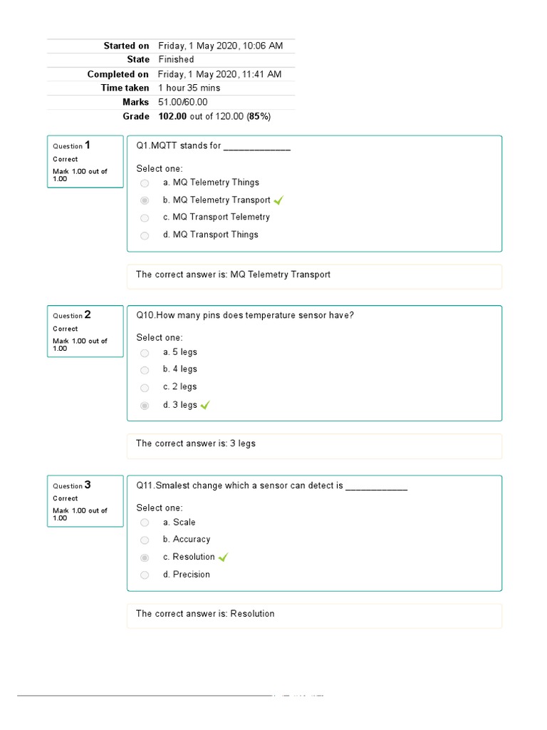 Iot Mcq Test Internet Of Things Compress Pdf