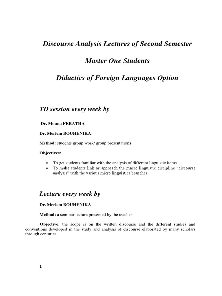 Discourse Analysis in Written Language | PDF | Linguistics | Communication