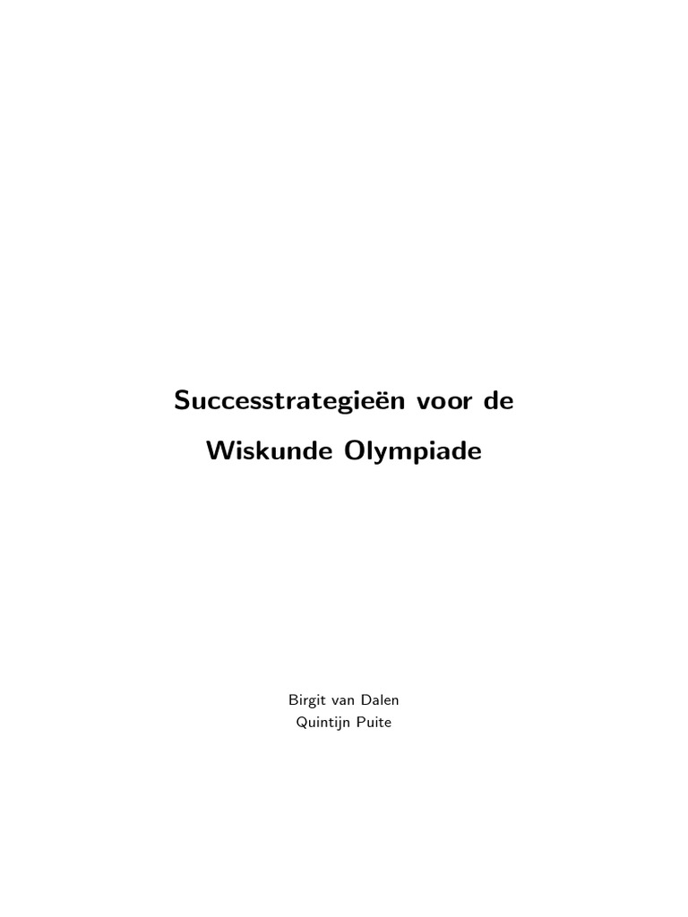 Wiskunde Olympiade Successtrategieen PDF
