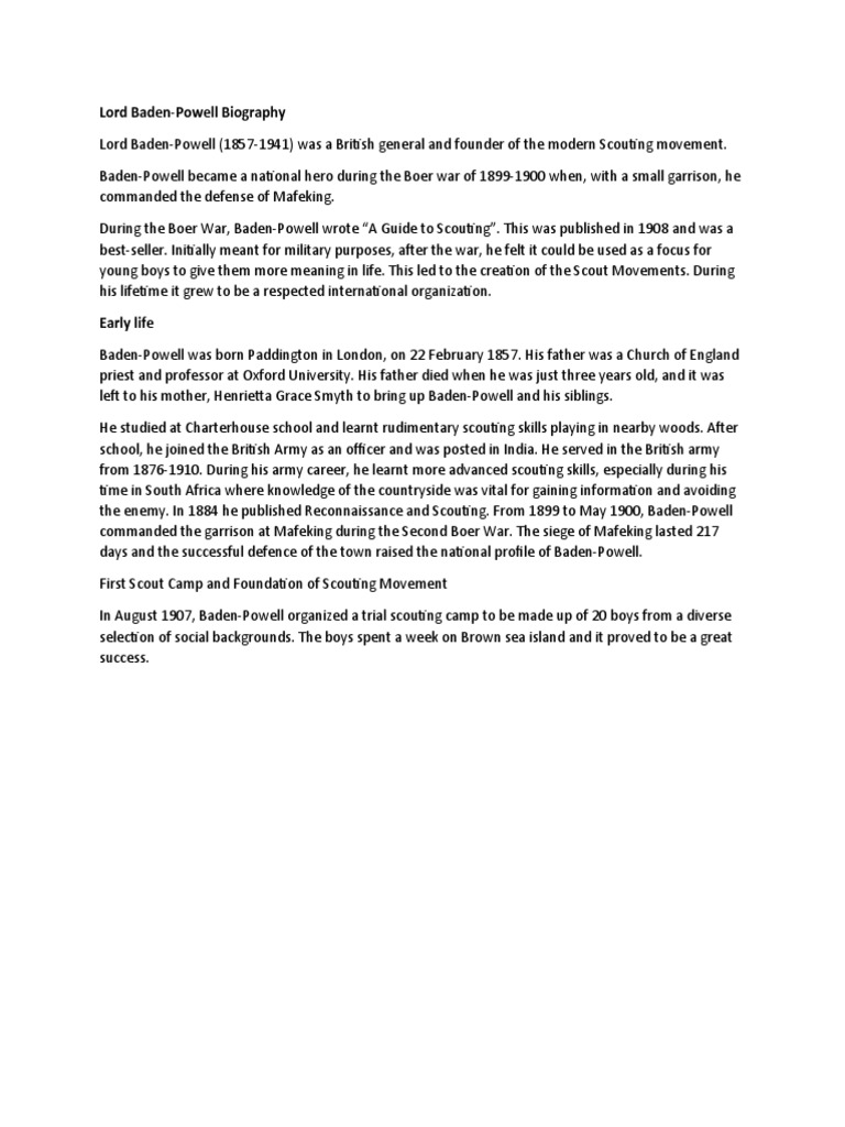 Lord Baden Powell | PDF | Scouting