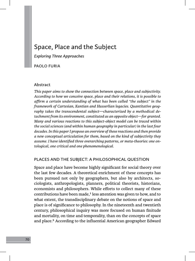 CONCEPT OF PLACE AND SPACE intelligence overview