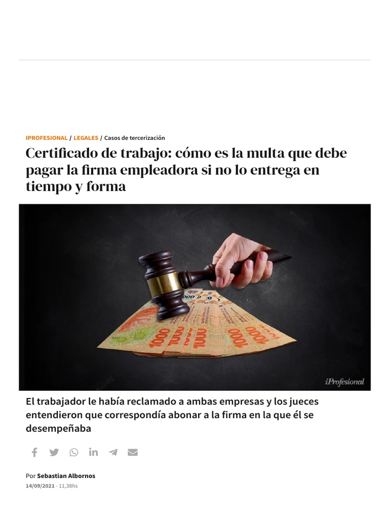 Certificado de Trabajo - Cómo Es La Multa Si Empleador No Entrega | PDF ...
