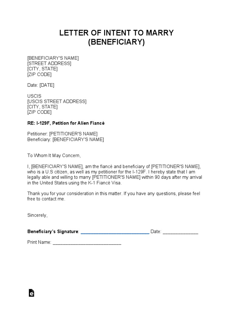 Letter of intent to marry pdf