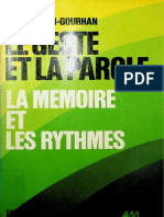 Le Geste Et La Parole, Tome 2 La Mémoire Et Les Rythmes (André Leroi-Gourhan)