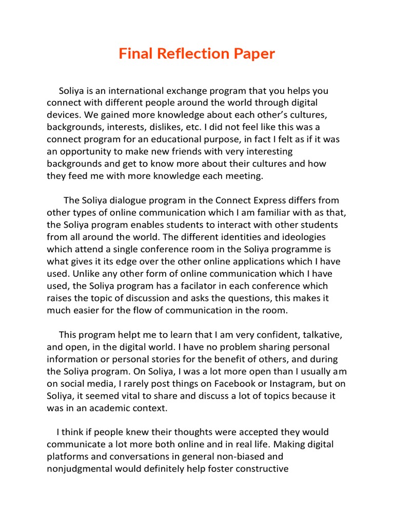 Final Reflection Paper | PDF