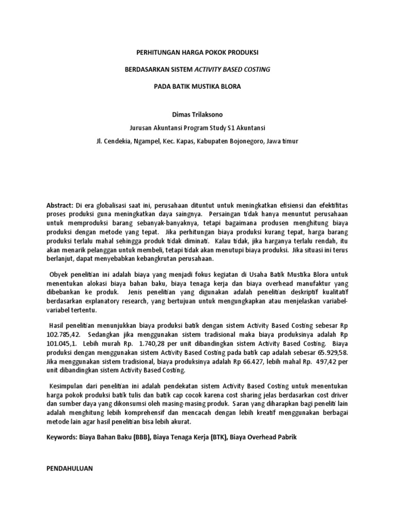 Perhitungan Harga Pokok Produk | PDF