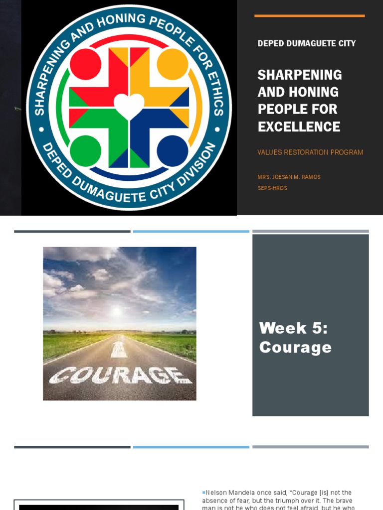 Deped dumaguete city values restoration program pdf courage