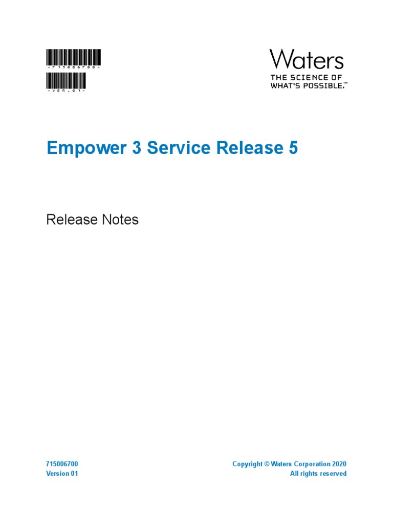Empower SR5 Release Notes | PDF | Installation (Computer Programs.