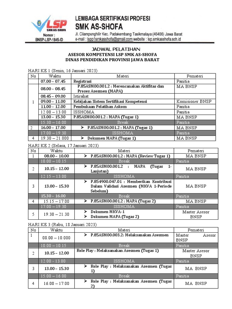 Jadwal Askom 2023 | PDF
