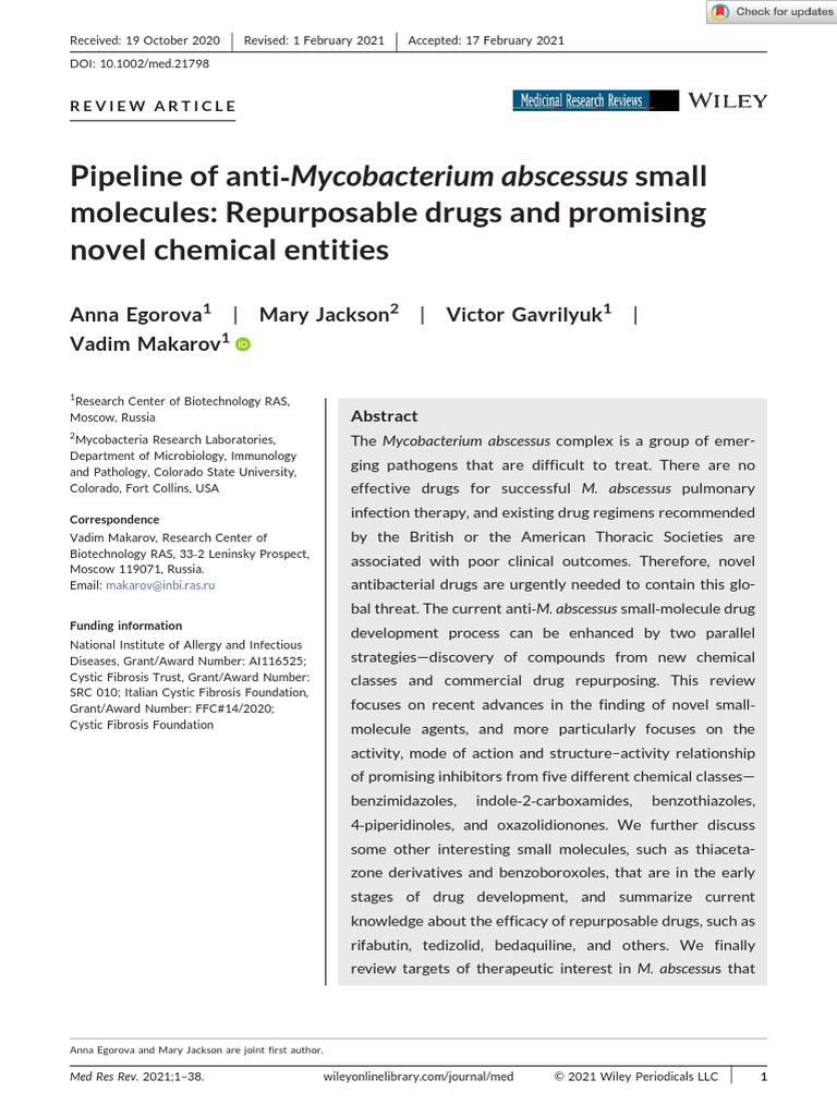 Review-Pipeline of Anti-Mycobacterium Abscessus Small Molecules | PDF