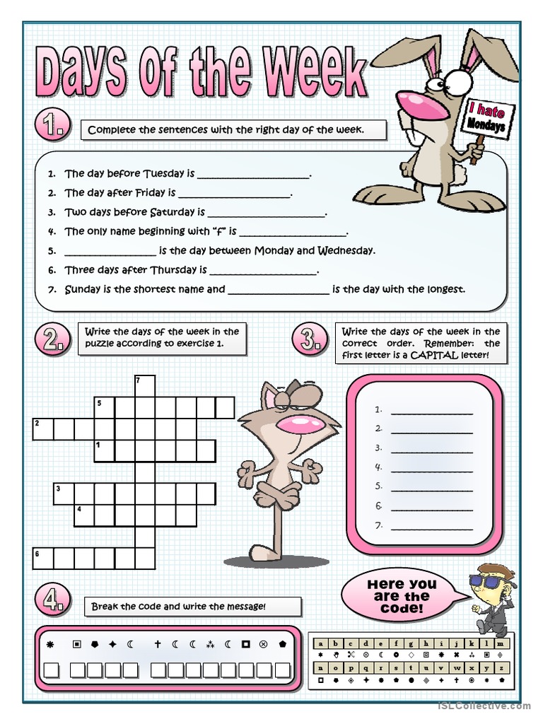 Days of the Week Exercises PDF | PDF