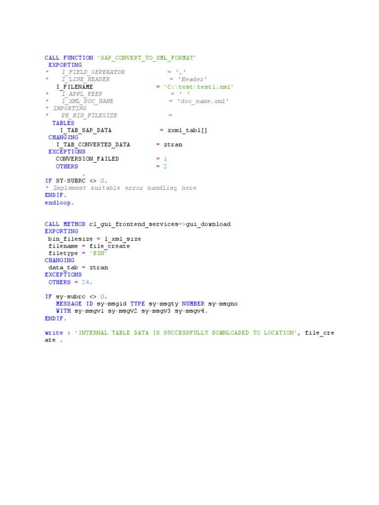 Sap Convert To XML Format' | PDF