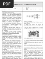 Embriologia e Gametogenese Exercicios