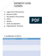 Business Plan Management Organization Plan