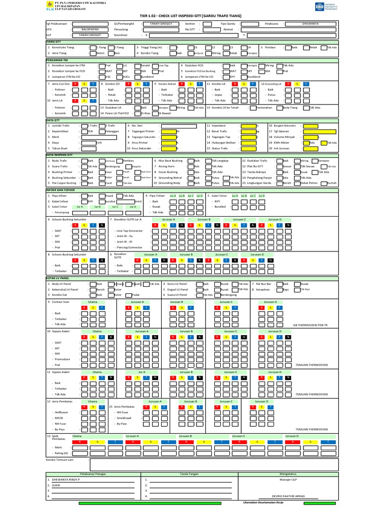 Checklist Inspeksi Gardu Trafo GTT | PDF