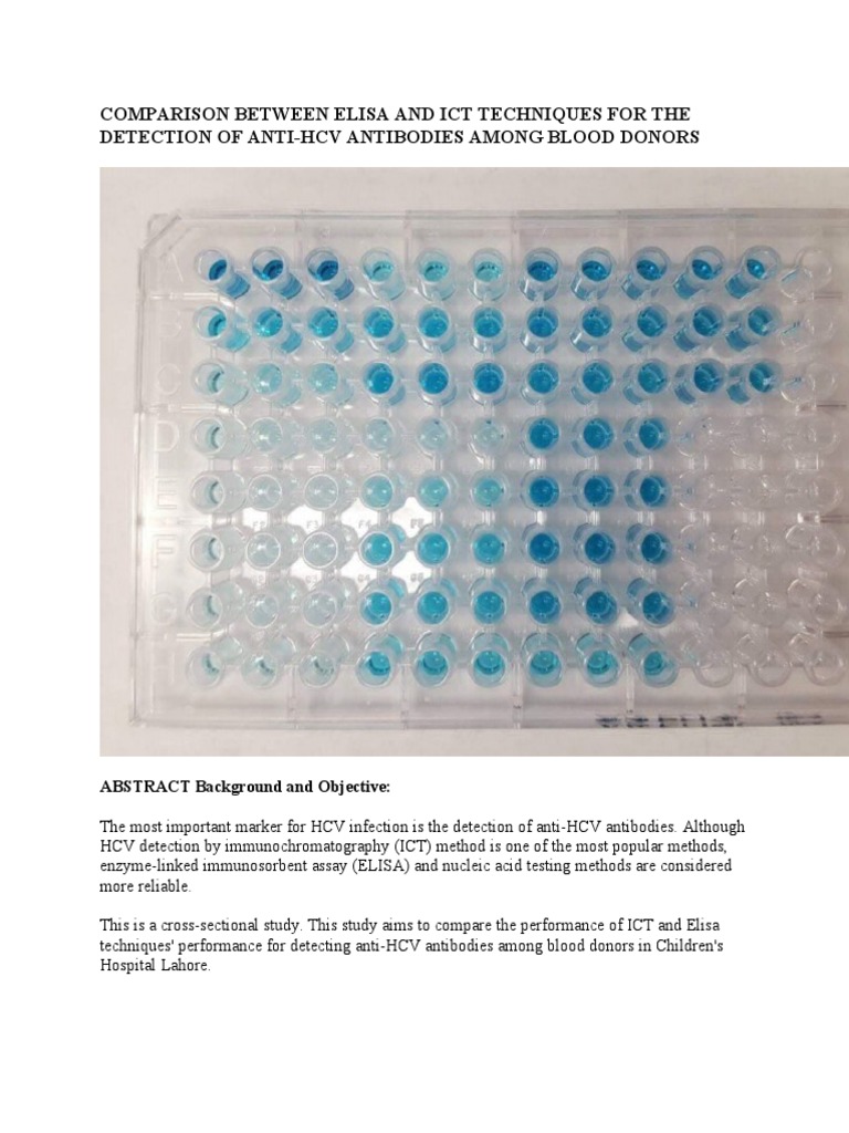 Comparison Between Elisa and Ict Techniques For The Detection of Anti ...