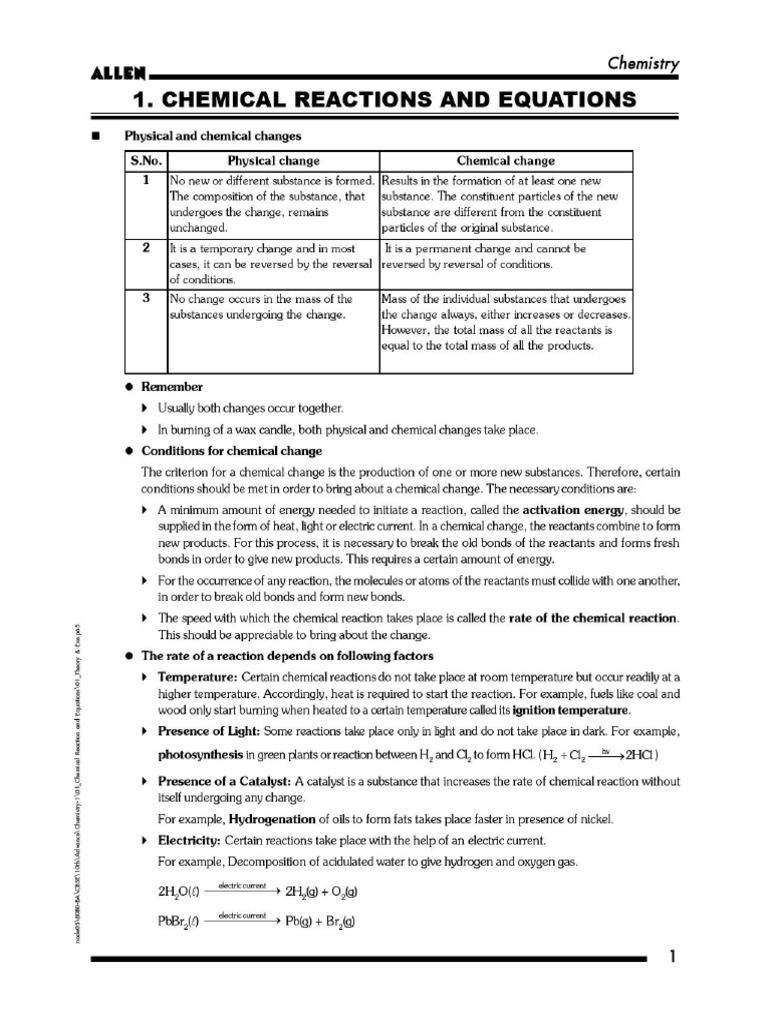 Chemical Equations PDF