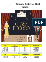 Class Record Cover Page