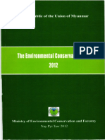 The Environmental Conservation Law 2012 The Republic of The Union of Myanmar