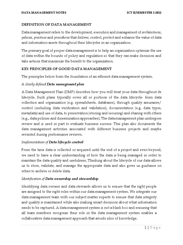 Data Management Handout | PDF