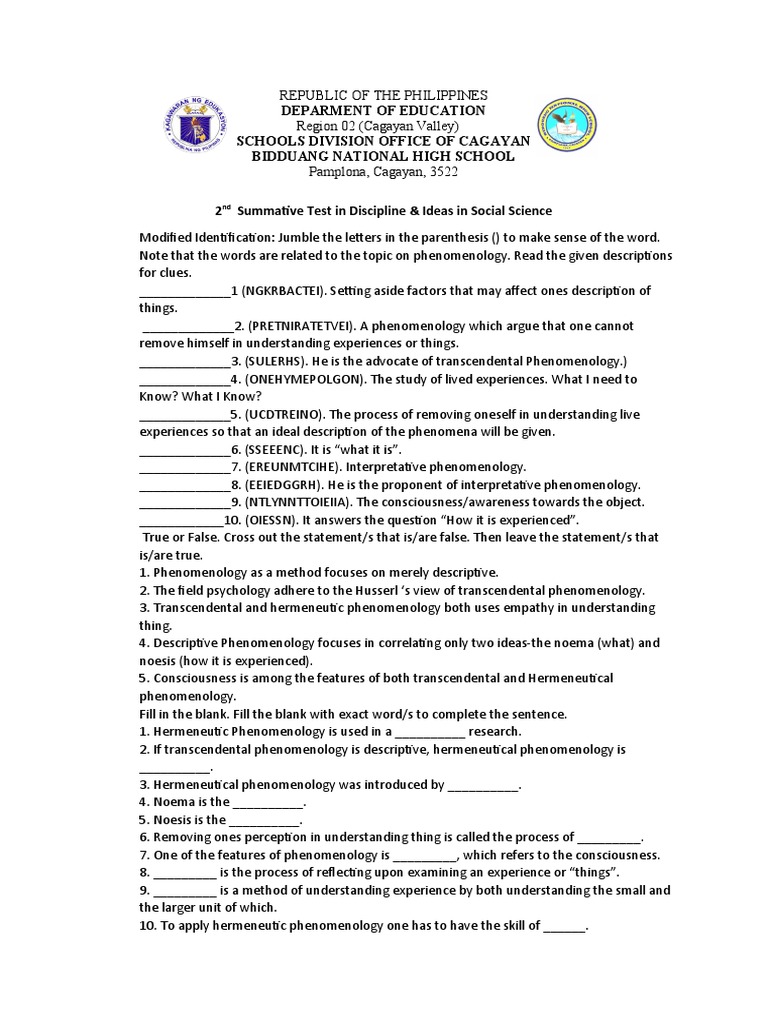 2nd Summative Test in Discipline & Ideas in Social Science | PDF