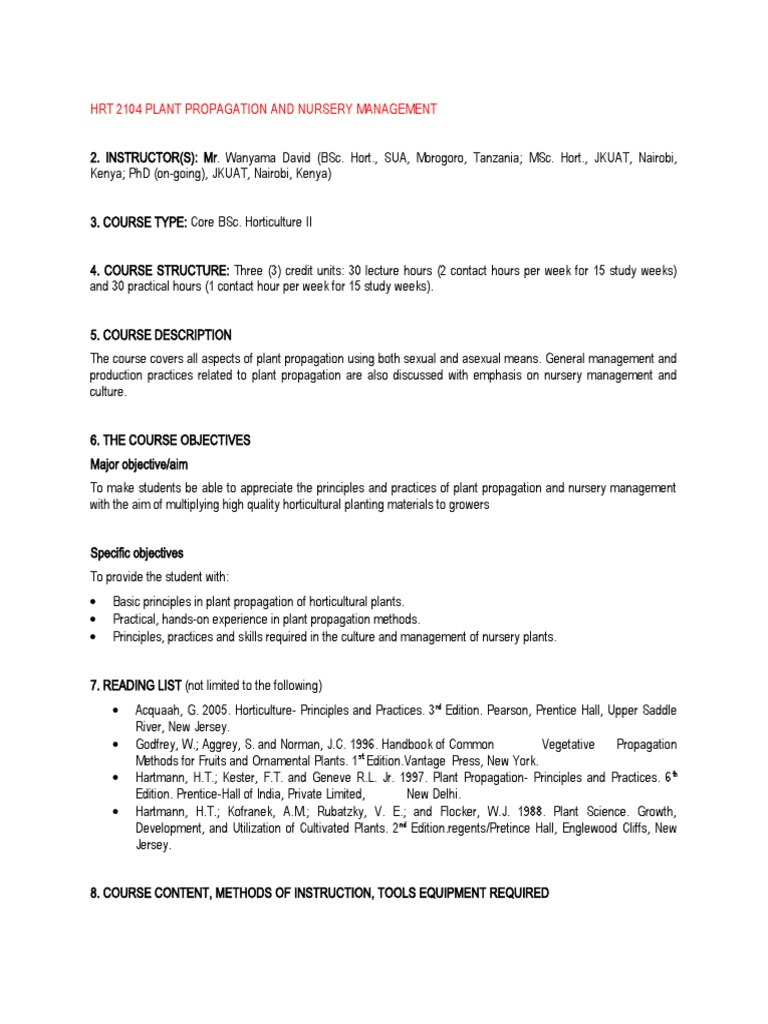 HRT 2104 Plant Propagation and Nursery Management PDF Grafting