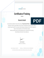 Programming With Python Training - Certificate of Completion