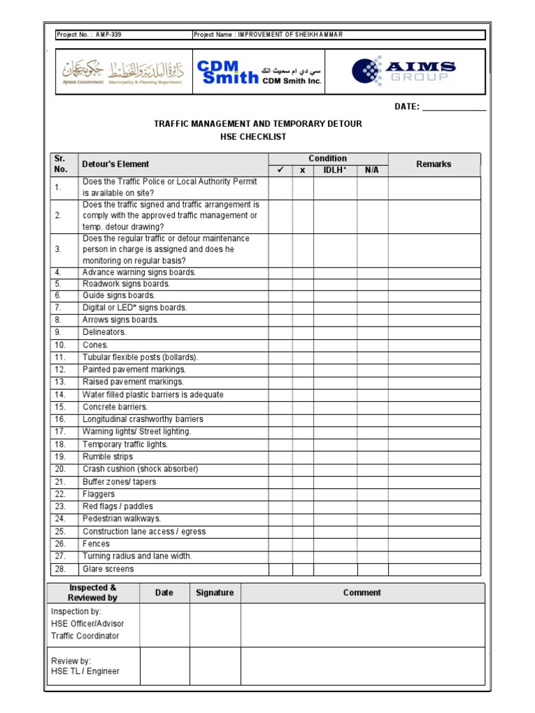 Traffic detour checklist pdf