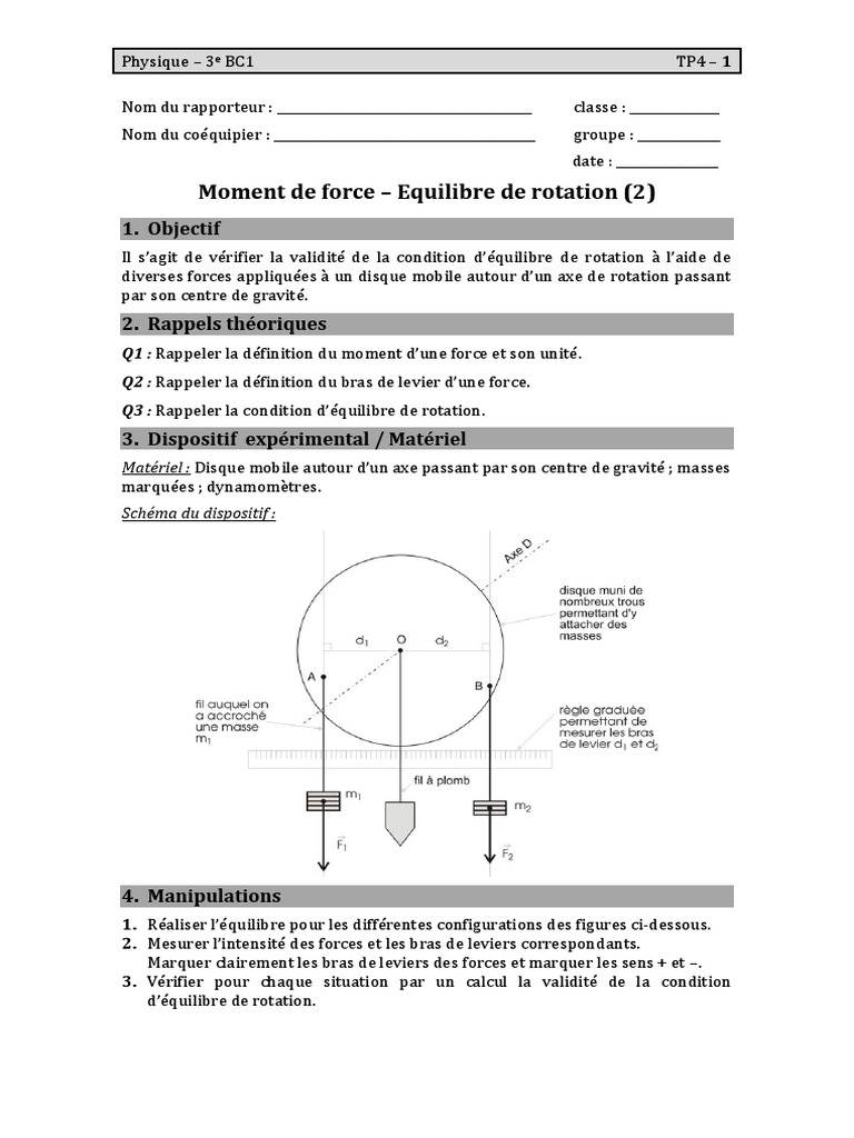 Équilibre de Rotation en Physique | PDF | Moment d'une force | Rotation