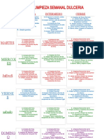 Programa de Limpieza Semanal Dulceria