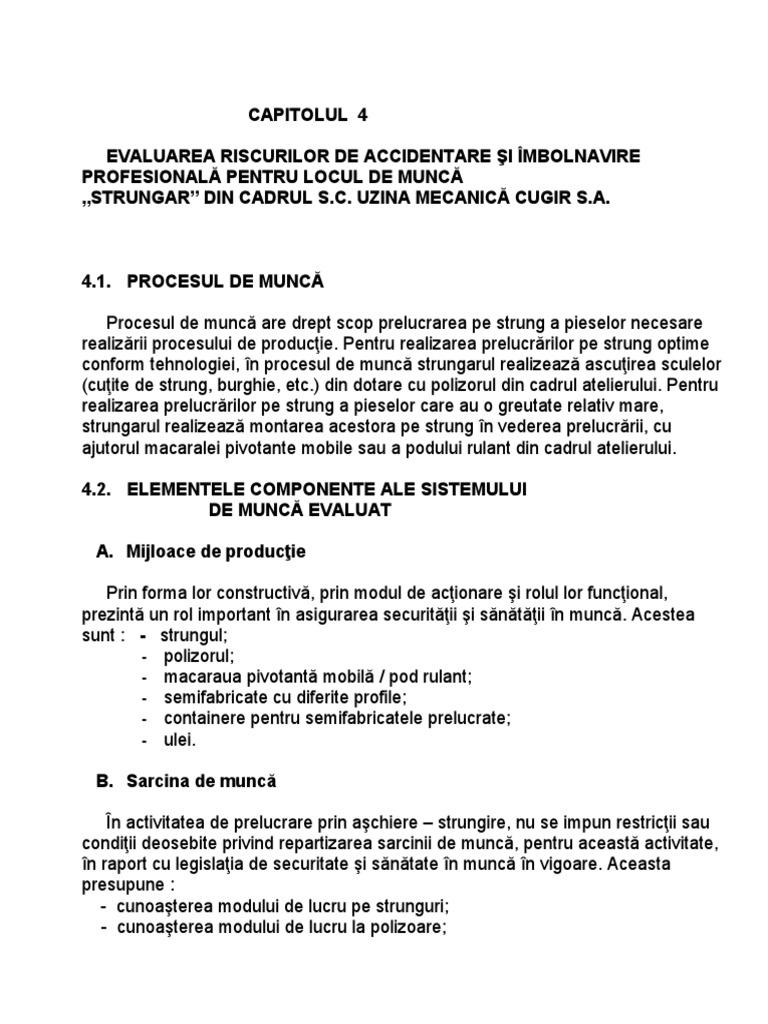 Evaluare Riscuri - Strungar | PDF