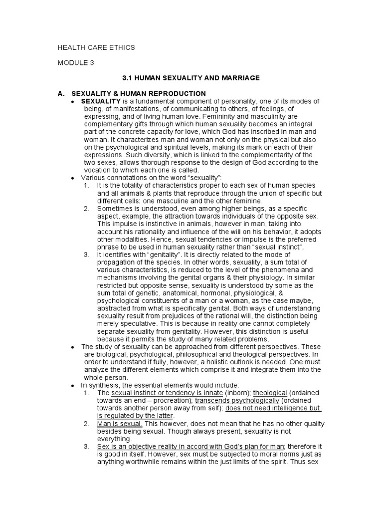 Module 3 - Human Sexuality and Marriage | PDF | Marriage | Sexual ...