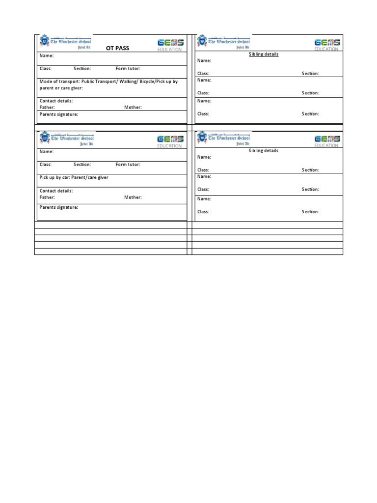 Student Transport Permission Form | PDF