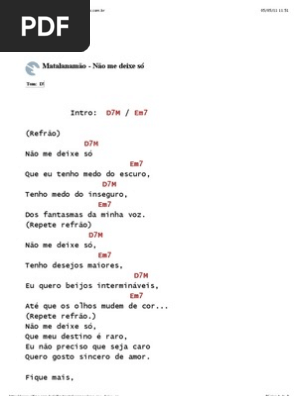 Nao Me Deixe So Cifra De Matalanamao Cifras Com Br Musica Gravada nao me deixe so cifra de matalanamao
