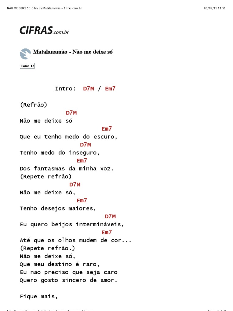 cantiga sem lágrimas - cifra simplificada