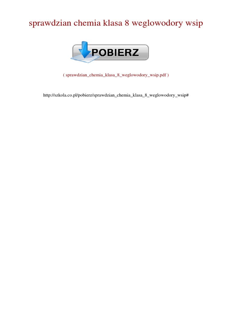 Chemia Sprawdzian Klasa 8 Sprawdzian Chemia Klasa 8 Węglowodory Wsip | PDF
