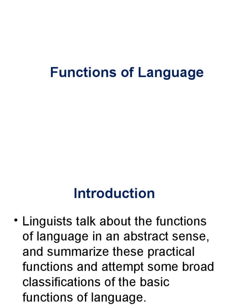 Functions of Language | PDF