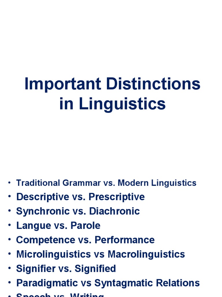Important Distinctions | PDF | Linguistics | Grammar