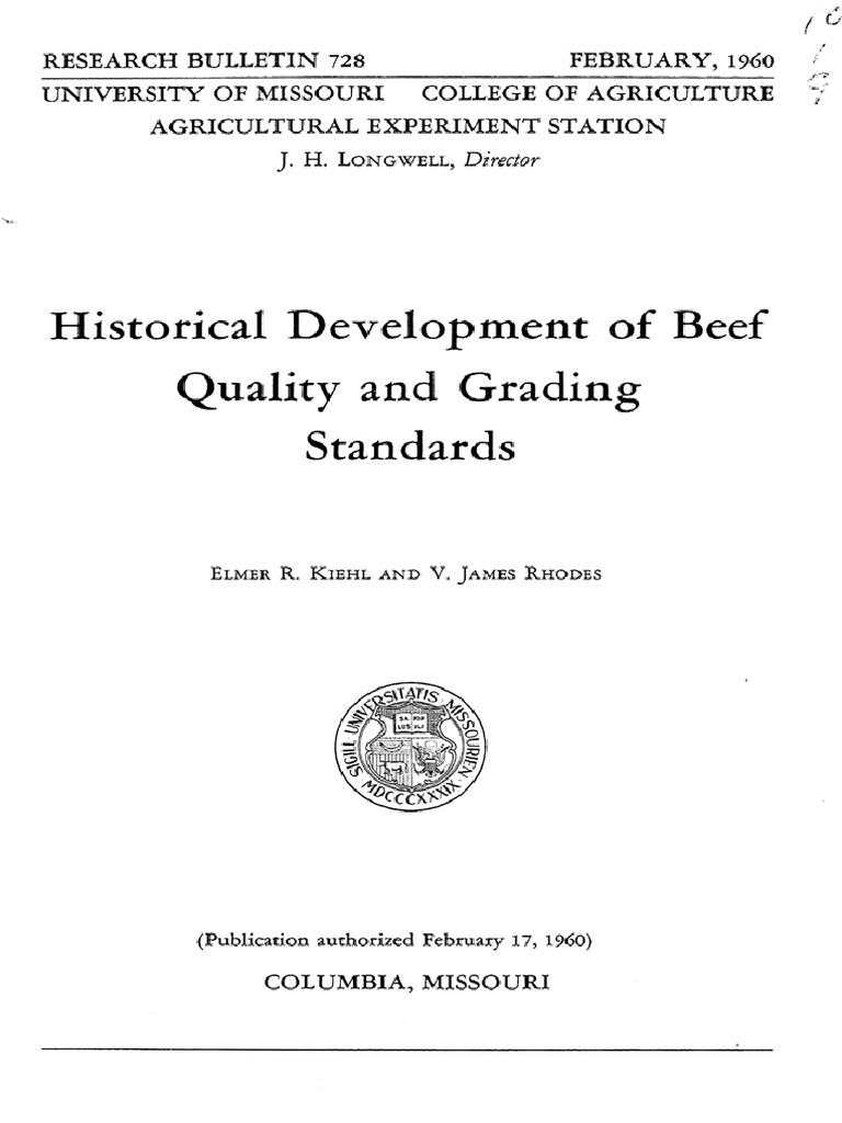Historical Development of Beef Quality and Grading Standards PDF