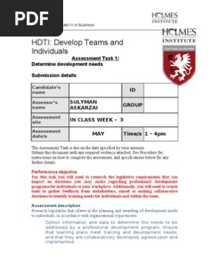 Hdti Assessment 1 Educational Assessment Competence - 