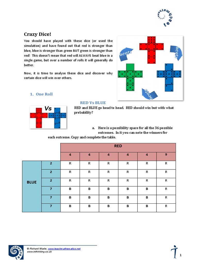 Crazy Dice Structured PDF