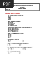 Multiple Choice Questions: Worksheet Chemical Bonding