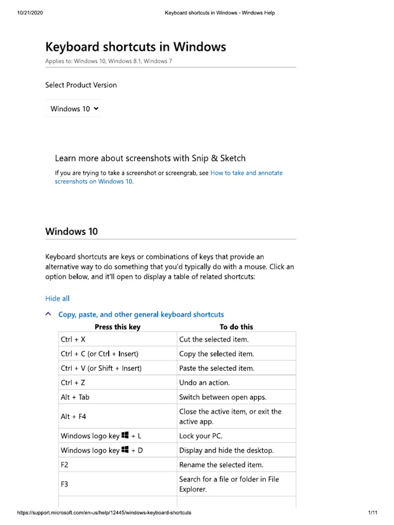 Keyboard Shortcut PDF