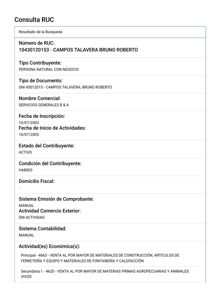 Sunat consulta ruc pdf