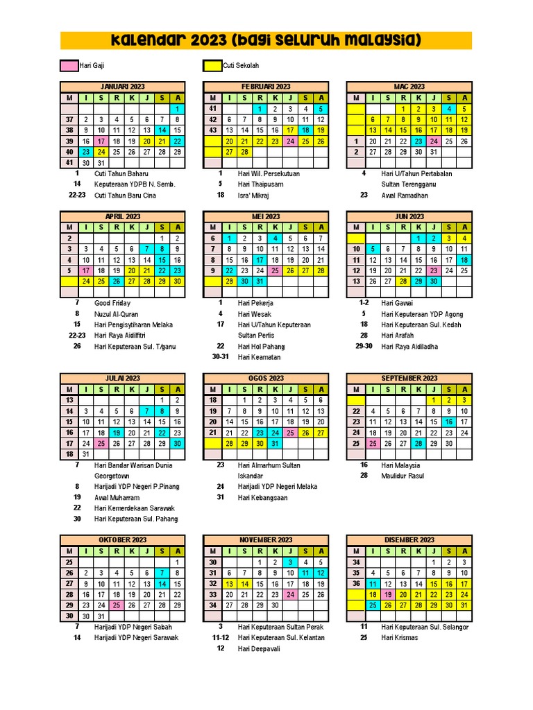 Kalendar 2023 Malaysia PDF